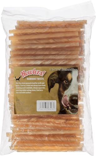 HOWLERS Natural 13cm Pack of 100 Dog Chew Rawhide Twists | Natural Dog Chews Stick for All Dogs | Delicious Dog Chew Sticks for Your Furry Friend von HOWLERS