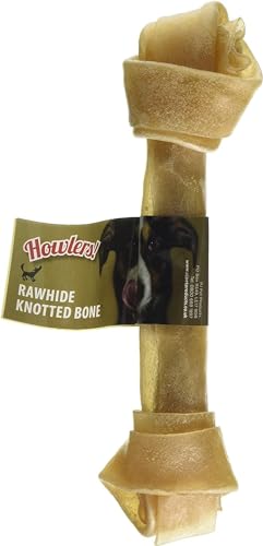 Howlers Pack of 10 Natural Rawhide Knotted 20cm Dog Bones | 8 Inch Dog Bone Made from Natural Ingredients | Dog Chew Bones Perfect for Treat Time von HOWLERS