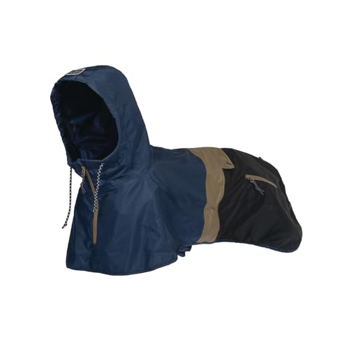 HOWLIDAYS CO. Baja Coastline Wasserdichte Hunde-Regenjacke mit Kapuze, leichte und verstellbare Hunde-Regenjacke, wasserabweisend, mittelgroße Hunde, Größe 50 (S) von HOWLIDAYS CO.