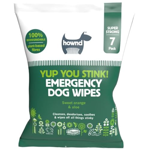 hownd Yup You Stink! Notfall-Tücher für Hunde, Geruchskontrolle, entfernt Schmutz und Dreck, kein Wasser erforderlich, 1 Wischtuch, bedeckt das gesamte Fell des Hundes, alkoholfrei, parabenfrei, von HOWND