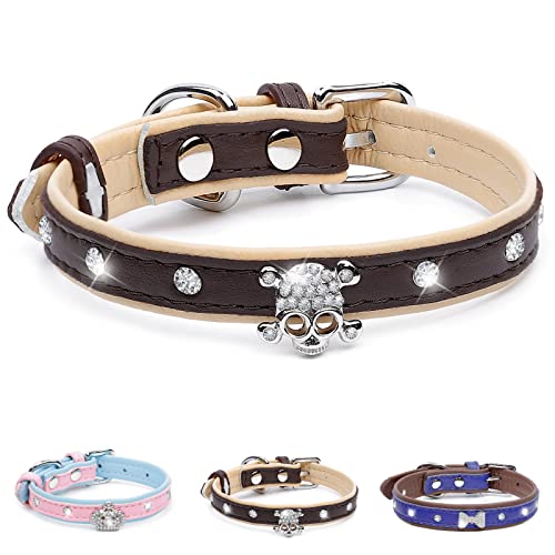 HOWWFALY Hundehalsband Katzenhalsband Strass Glänzendes Halsband Einstellbare Größe Niedlich Mode Halsband für kleine Katzen Kleine Hunde (M, Grau) von HOWWFALY