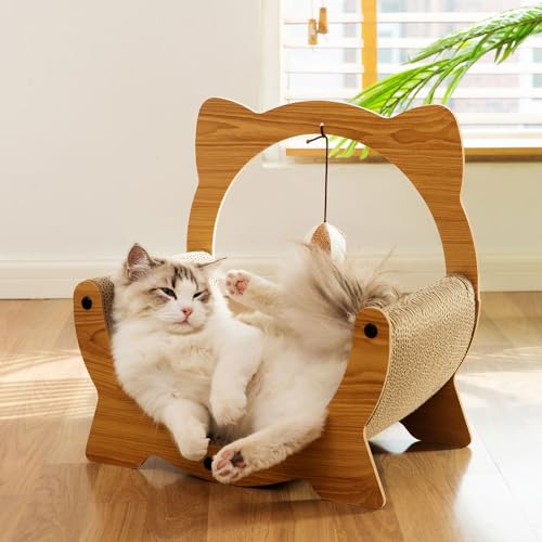 C Form Katzenkratzer, Katzenkratzer für Indoor-Katzen, Schutz Möbel Katzenkratzpad, Karton Katzenkratzen mit Ball Spielzeug, Katzenminze, Schlafsofa von HOXSURY