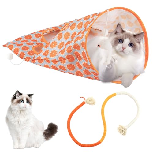 Katzentunnelspielzeug und Katzen Katzenminze Seilspielzeug, tragbares faltbares Cattycoil Bohrtaschen-Spielzeug für Indoor-Katzen, Baumwollseil Katzenspielzeug für Indoor-Katzen, handgefertigtes von HOgardenME