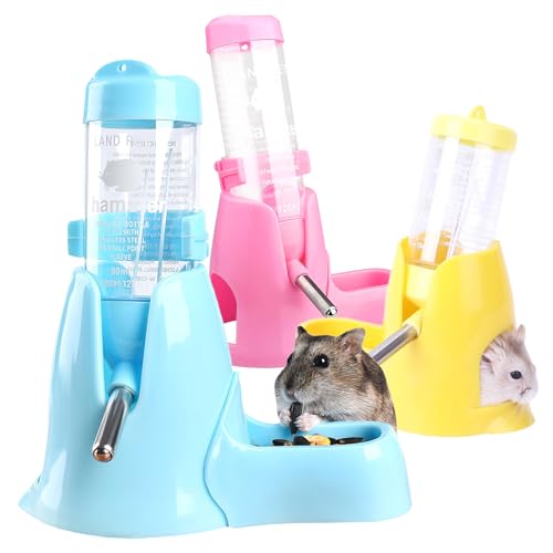 HPAWHOMEPART Hamster-Wasserflasche, 3-in-1, Samll Tierkäfig-Wasserflasche, kein Tropfen, Haustierkäfig-Wasserflasche 80–125 ml mit Halterung, wasserdichter Tropfenball, Mini-Schüssel, Hamsternest von HPAWHOMEPART