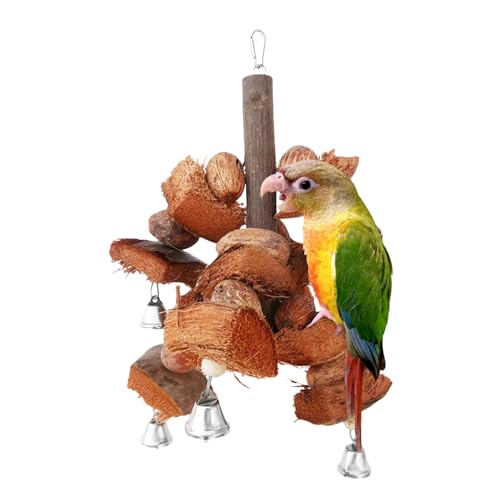 HPAWHOMEPART Vogelspielzeug, Papageien-Kauspielzeug für große Vögel, natürliche Kokosfaser und Nüsse, hängendes Kauspielzeug für Sittiche, Lovebirds, Aras, Finken, Nymphensittiche von HPAWHOMEPART