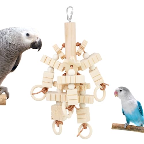 HPAWHOMEPART Vogelspielzeug, Papageienspielzeug für große Vögel, natürliche Holzblöcke, Kauspielzeug, geeignet für Graupapageien, kleine und mittelgroße Aras, zum Trainieren des Schnabels von HPAWHOMEPART