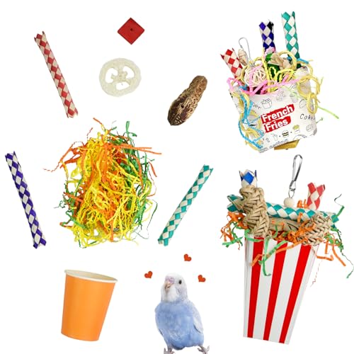 Vogelspielzeug, 3PCS Vogel Zerkleinerungsspielzeug, Vogelkäfig Shredder Spielzeug Vogel Zerkleinerungsspielzeug Kauspielzeug Papageienkäfig Futtersuche hängendes Spielzeug, Vogelkäfig Zubehör für Voge von HPAWHOMEPART