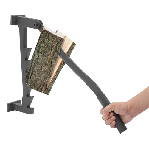 HPDTZ Wandmontierter Brennholzspalter, Manueller Holzspalter Spaltgerät für Brennholz Wandmontage mit Handschuhen und Verriegelungsring 56 cm Klingenlänge für Garten Camping und Kamin von HPDTZ