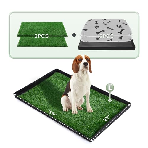 HQ4US 4LEGS Hundegras-Pad mit faltbarer Hundetoilette, großer Boden für Balkon, ultra-saugfähige Kunstrasen-Pads für Hunde, Hunde-Urinierunterlage, Töpfchentraining, 2 Stück wiederverwendbare von HQ4US 4LEGS