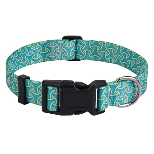 HQYDDMI Hundehalsband für kleine Hunde und Katzen, weich, bequem, für kleine, mittelgroße und große Hunde, Geometriemuster für Jungen, Mädchen, Welpen, Hunde, Katzen (Armor Green, XS) von HQYDDMI