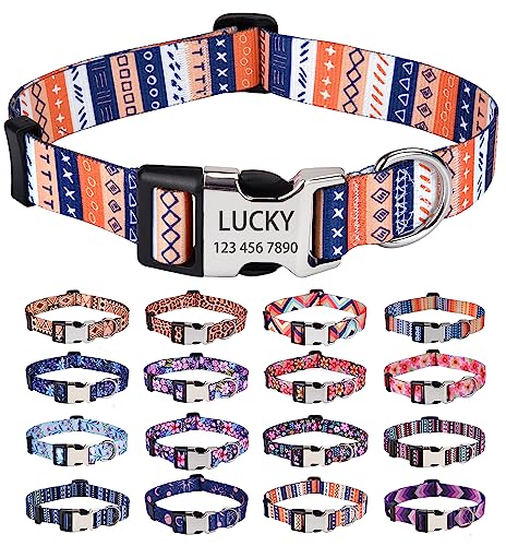 HQYDDMI Personalisiertes Hundehalsband, Blumengeometrie, mit Namen und Telefonnummer, verstellbar für kleine, mittelgroße und große Männer, Frauen, Jungen, Mädchen, Welpen (Symbol, XS) von HQYDDMI