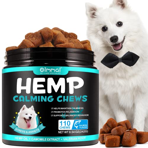 Calming Chew für Hunde(Lachsaroma 110 Stück),Beruhigende Chews für Haustiere,ti Stress Snack für Ihren Hund,fördern Entspannung, reduzieren Stress,mit natürlichen Inhaltsstoffen von HRAMEX