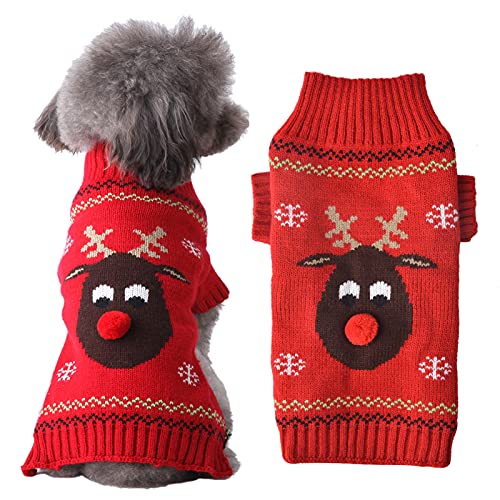 HRTTSY Hundepullover für Weihnachten Cartoon Rentier Haustier Katze Winter Strickwaren Warme Kleidung von HRTTSY