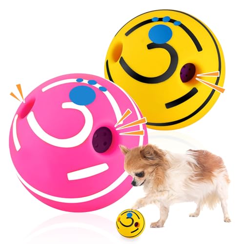 HRTTSY Kicherball für Hunde, klein, lustig, Wackeln, Wackeln, Kichern, Hundespielzeug, interaktives Hundespielzeug gegen Langeweile, quietschende Bälle für Welpen, kleine Hunde, Mops, um sie von HRTTSY