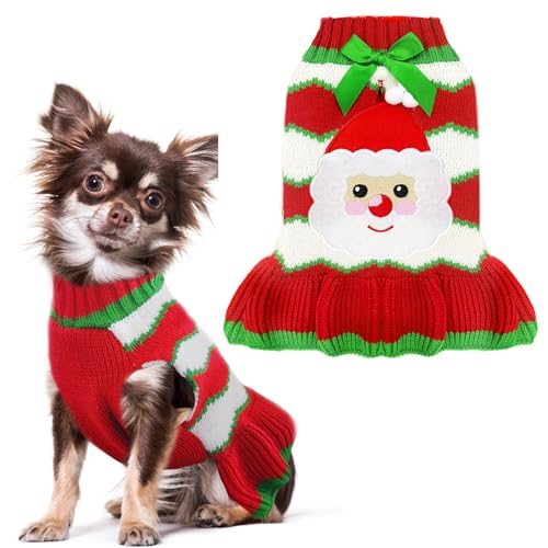 HRTTSY Weihnachtliches Hundekleid für kleine Hunde (roter Weihnachtsmann, Größe M) von HRTTSY