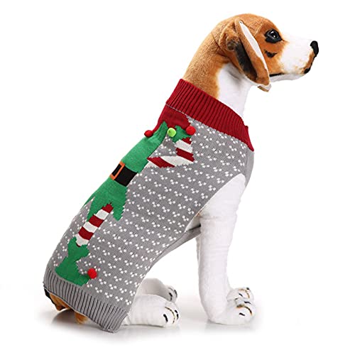 HRTTSY Weihnachtspullover für Hunde, niedlicher Elf-Clown, Weihnachtspullover für Haustiere, kaltes Wetter, warme Strickwaren, Pullover für kleine, mittelgroße und große Hunde und Katzen (Clown, XXL) von HRTTSY