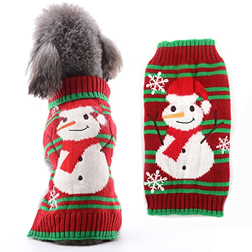 HRTTSY Weihnachtspullover für Hunde, niedlicher Schneemann, Weihnachtspullover für Haustiere, kaltes Wetter, warme Strickwaren, mittelgroße und große Hunde und Katzen (Schneemann, M) von HRTTSY