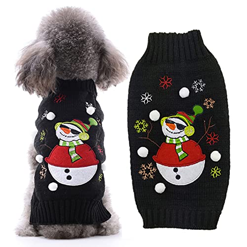 HRTTSY Weihnachtspullover für Hunde Winter, niedlicher Schneemann, Weihnachtspullover für Haustiere, kaltes Wetter, warme Strickwaren, Pullover für kleine, mittelgroße und große Hunde und Katzen von HRTTSY