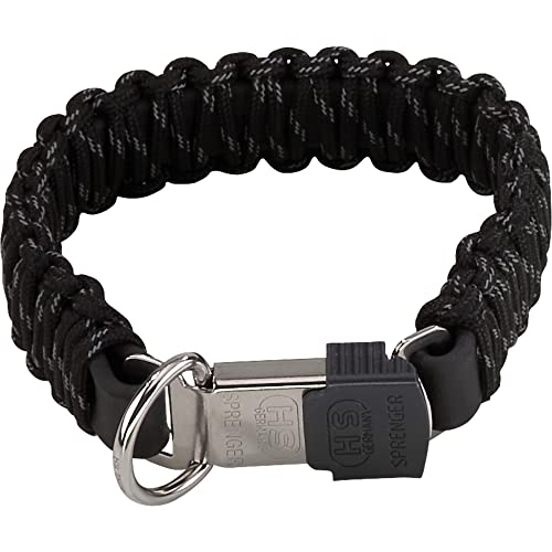 Sprenger Hundehalsband aus stabilem Paracord Nylon mit Edelstahl Clic Lock Verschluss I Wasserabweisende Halskette, reflektierend, langlebig 60 cm, schwarz von Herm Sprenger