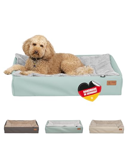 HS-Hundebett® Hundebett Kunstleder M (70x100 cm) – Dog Bed für kleine & große Hunde – Pflegeleicht & Formstabil – Waschbares Hundekörbchen & Hundesofa – Hygienisch & robust – Mintgrün, Made in DE von HS-Hundebett