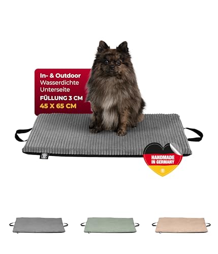 HS-Hundebett® Hundematte In- und Outdoor (45x65 cm) – Bequemes Reisebett – Wasserfeste Unterseite – Waschbar & robust – Anthrazit, Made in Germany von HS-Hundebett