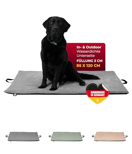 HS-Hundebett® Hundematte In- und Outdoor (85x120 cm) – Bequemes Reisebett – Wasserfeste Unterseite – Waschbar & robust – Anthrazit, Made in Germany von HS-Hundebett