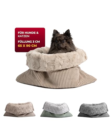 HS-Hundebett® Schlupfsack Cord-Exklusiv – Vielseitige Kuschelhöhle für Hunde und Katzen – Waschbar – Made in DE (Beige/Sand, M) von HS-Hundebett