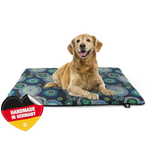 HS-Hundebett Made in Germany rutschfeste Hundedecke, Mandala Grün, 65 x 95 cm, für kleine & große Hunde I Flauschige Hundedecke, waschbar, trocknergeeignet mit 4 cm Polster-Füllung von HS-Hundebett