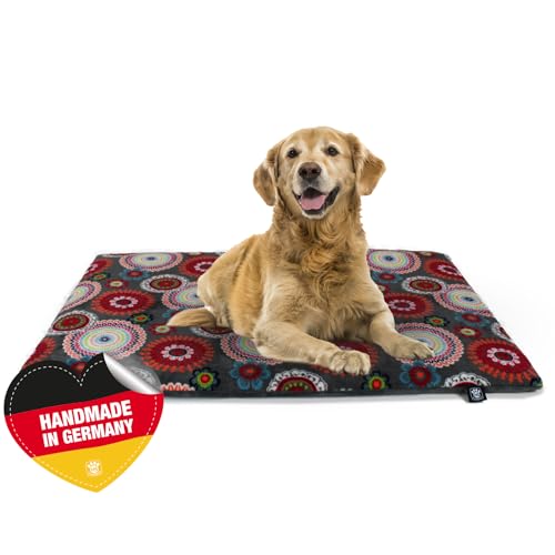 HS-Hundebett Made in Germany rutschfeste Hundedecke, Mandala Rot, 45 x 65 cm, für kleine & große Hunde I Flauschige Hundedecke, waschbar, trocknergeeignet mit 4 cm Polster-Füllung von HS-Hundebett