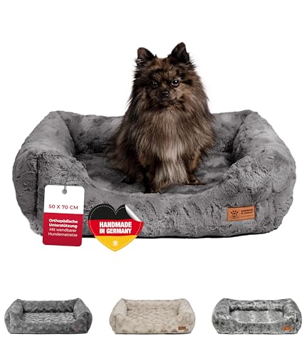 HS-Hundebett® Kuschelbett Deluxe Exklusiv XS (50x70 cm) – Orthopädisches Hundebett mit Memory Foam & Anti-Rutsch – Waschbar – Anthrazit – Made in DE von HS-Hundebett