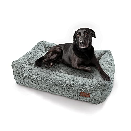 HS-Hundebett Made in Germany orthopädisches Kuschelbett Deluxe - Hellgrau 90 x 110 cm I waschbar bei 40° - XL von HS-Hundebett