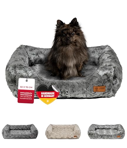 HS-Hundebett® Kuschelbett Deluxe Exklusiv XS (50x70 cm) – Orthopädisches Hundebett mit Memory Foam & Anti-Rutsch – Waschbar – Shadow – Made in DE von HS-Hundebett