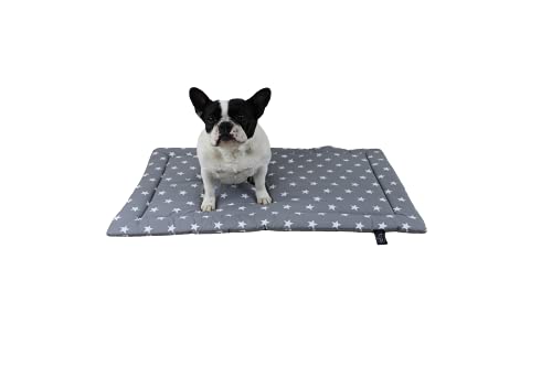 Made in Germany hochwertige Sommer Hundedecke, Sterne Grau, 75x115cm für kleine & große Hunde I weiche Kuscheldecke, waschbar, trocknergeeignet von HS-Hundebett