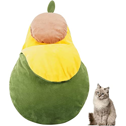 Haustierhäuser Atmungsaktives Katzen-Schlafbett, Avocado-Form, Haustierbett, weich und bequem, warm, abnehmbare Haustiermatte, Nestkissen mit Kissen Neu von HSHTTKL