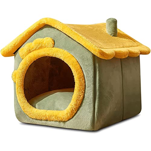 Haustierhäuser Luxuriöses Plüsch-Katzenbett, waschbares Hundebett, warmes und gemütliches Haustierbett, faltbares, bequemes Haustier-Katzenhaus, Hundebett mit abnehmbarem Kissen Neu von HSHTTKL