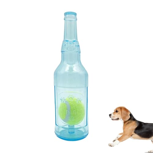 Wasserflasche Hundespielzeug, Spielzeug Zum Kauen Und Quetschen Von Flaschen, Wasserflaschen-Hundespielzeug Mit Ball, Wasserflaschen-Kauspielzeug Für Hunde, Interaktives Hundespielzeug (L,Blau) von HSJKOMN