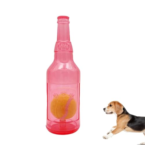 Wasserflasche Hundespielzeug, Spielzeug Zum Kauen Und Quetschen Von Flaschen, Wasserflaschen-Hundespielzeug Mit Ball, Wasserflaschen-Kauspielzeug Für Hunde, Interaktives Hundespielzeug (L,Rot) von HSJKOMN