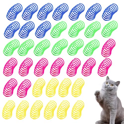 HSLPSM 40 Stück Katzenspielzeug Spirale, Bunte spirale Spielzeug Katze, Katzenspielzeug Plastik Spiralen, Kreatives Kunststoff Spiralfedern Spirale, Neuheit Haustiere Spielzeug für Katze KäTzche von HSLPSM