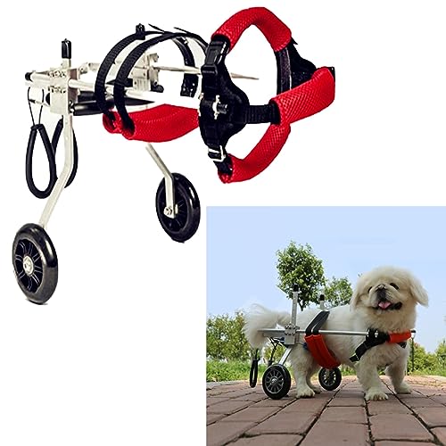 Hundekinderwagen/Rollstuhl mit 2 Rädern, Rot, verstellbarer Haustierrollstuhl für Hunde mit Beinstützen und Hüftstütze ( Size l) von HSSMEUR