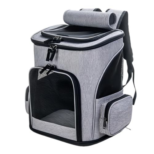 HSTWODE 1 Stück Katzenrucksack, Hunderucksack, Katzen Rucksack, katzenrucksack große Katzen, Faltbare Katzen Rucksack für Katzen und Kleine Hunde (Grau) von HSTWODE