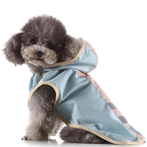 HSTWODE 1 Stück Regenmantel Hund wasserdicht für kleine & große Hunde - Gelber Hunderegenmantel mit Reflektorstreifen - Wasserdichter Hundemantel, Regenschutz & Regenjacke (Blau,2XL) von HSTWODE