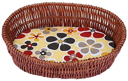 HSWYJJPFB Rattan Katzenkorb Rustikaler Stil Komfortables handgestricktes Katzennest Willow Weaving Hundehaus für Katze/Hund 1102(Color:Brown;Size:L) von HSWYJJPFB