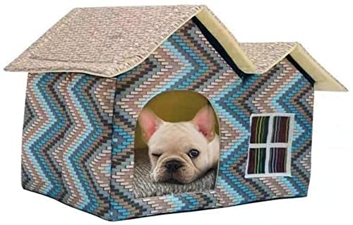 Zuhause für Haustiere Haustier Hundehütte Kennel Double Top Nest Weiches Katzenbett Winter Wärmenest Gemütliches Reisehaus Hundebetten HSWYJJPFB 1103(Color:Blue;Size:Medium) von HSWYJJPFB