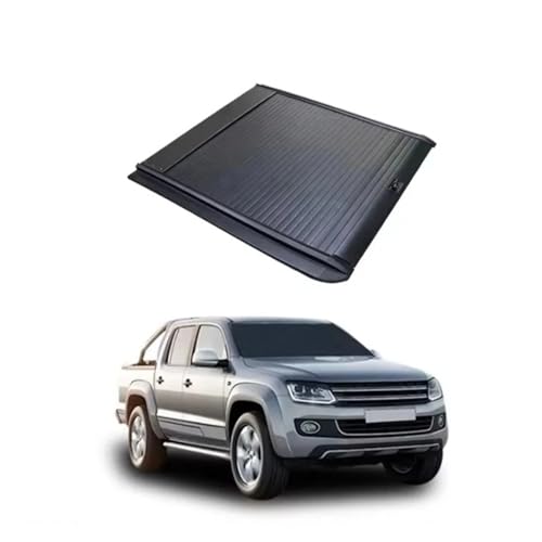 Einziehbare Ladeflächenabdeckung for Pickups, Rolldeckel, Aluminium-Abdeckung, kompatibel mit Amarok, Schwarz, VW 4X4 Pickup Truck, Autos von HTAQYU