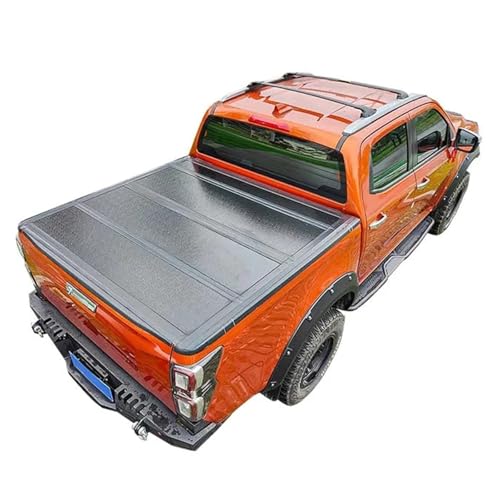 Pick Up Off Road 4X4 Auto-LKW-Ladefläche aus Aluminium, hart, dreifach gefaltet, Laderaumabdeckung, kompatibel for Ford F150 250 350 2022 von HTAQYU