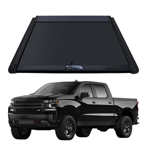 Pick Up Truck Auto 4x4 Zubehör Aluminium Rolldeckel Verschluss Oben einziehbare aufrollbare Tonneau-Abdeckung kompatibel for Dodge Ram 1500 2022 von HTAQYU