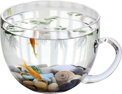 Aquarium, große Schüsselform mit Griff, Aquariumglas, transparent, verdicktes Tischaquarium, ökologisches Aquarium, Tischdekoration, Aquarium-Set-Standard von HTDSVTD