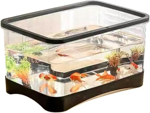 Aquarium, kleines Wohnzimmer, Haushaltstisch, kleines transparentes Acryl-Schildkrötenbecken, Schildkrötenbox, Aquarium-Set (schwarz, 31,5 cm x 21 cm x 16,5 cm) - 31,5 cm x 16,5 cm x 16,5 cm - Schwarz von HTDSVTD