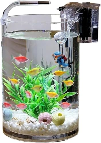 Aquarium aus Glas, Fischaquarium, Wohnzimmer, Büro, Schreibtisch, kleines zylindrisches transparentes Goldfischaquarium, Aquarium-Set (25 x 20 cm), 25 x 20 cm von HTDSVTD