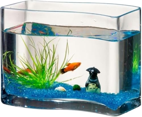 Aquarium aus Glas, S-förmiges transparentes Glas, Goldfischaquarium, Tropische Fische, kleines Tischaquarium, Schildkrötenbecken, Wohnzimmer-Aquarien-Set, Standard von HTDSVTD